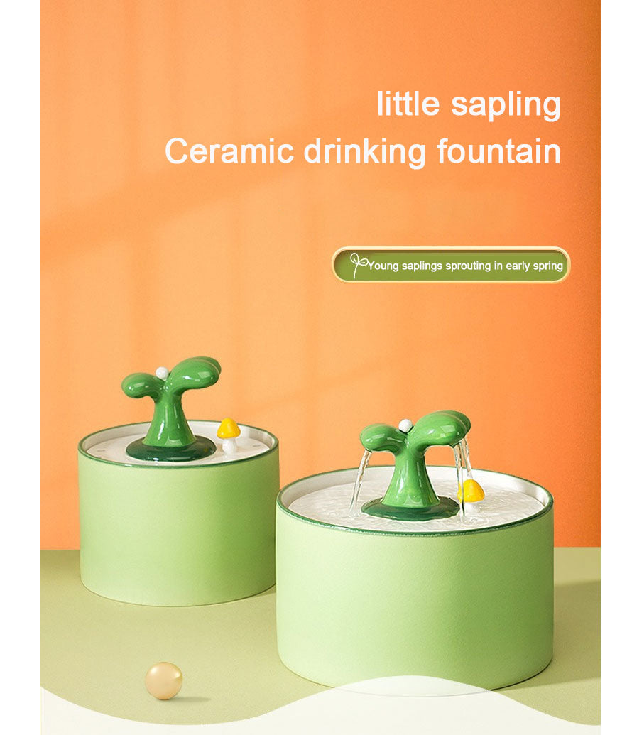 Spring Series Cat Water Fountain - Little Sapling Ceramic Drinking Fountain
