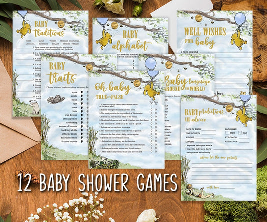 Classic Winnie The Pooh Baby Shower Games - Bundle Set – Jolly Owl