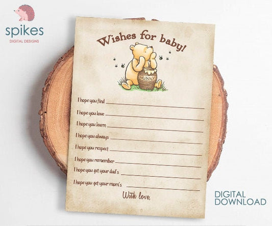 Classic Winnie The Pooh Baby Shower Games - Well Wishes for Baby - Mes –  spikes.digitalshop
