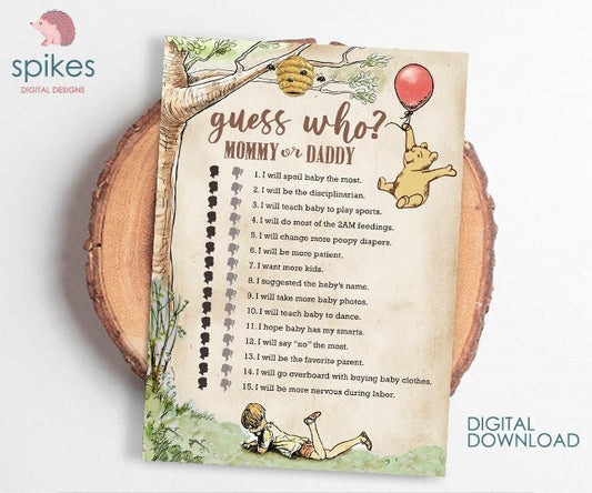 Classic Winnie The Pooh Baby Shower Games - Guess Who Mommy Or