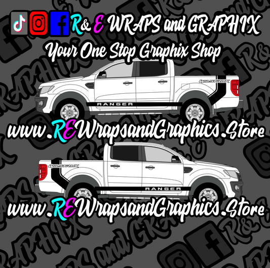 Stickers For Ford Ranger Raptor Side Stripes Sticker Decals 4x4 Off-Road  Vinyl