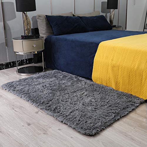  Ophanie Rugs for Bedroom, Machine Washable Fluffy Shaggy Soft  Area Rug, Non-Slip Indoor Floor Carpet for Living Room, Kids Boys Teen Dorm  Home Decor Aesthetic, Nursery, 4 x 5.3 Feet Black