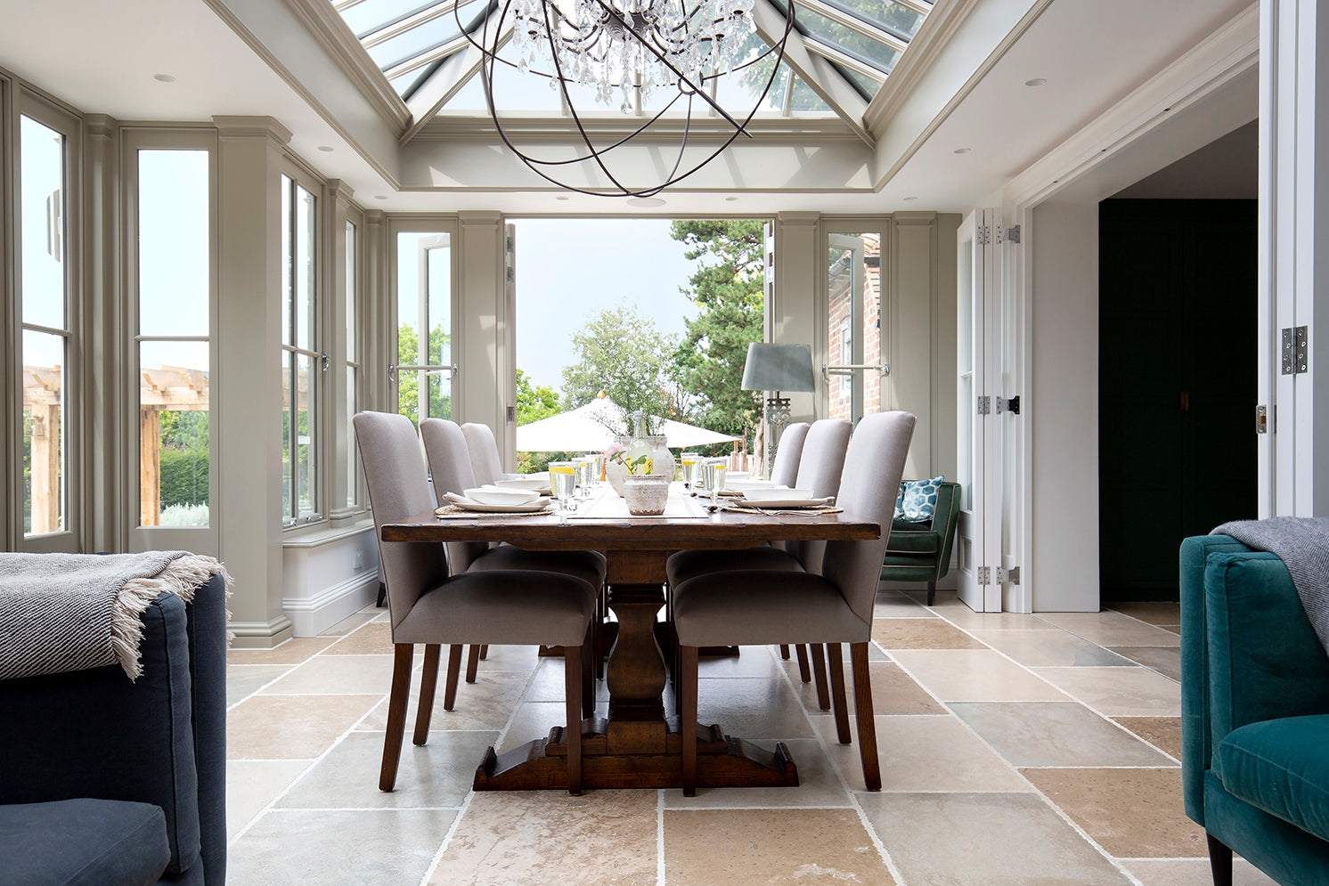 Loire Rustique French Limestone tiles orangery and dining room