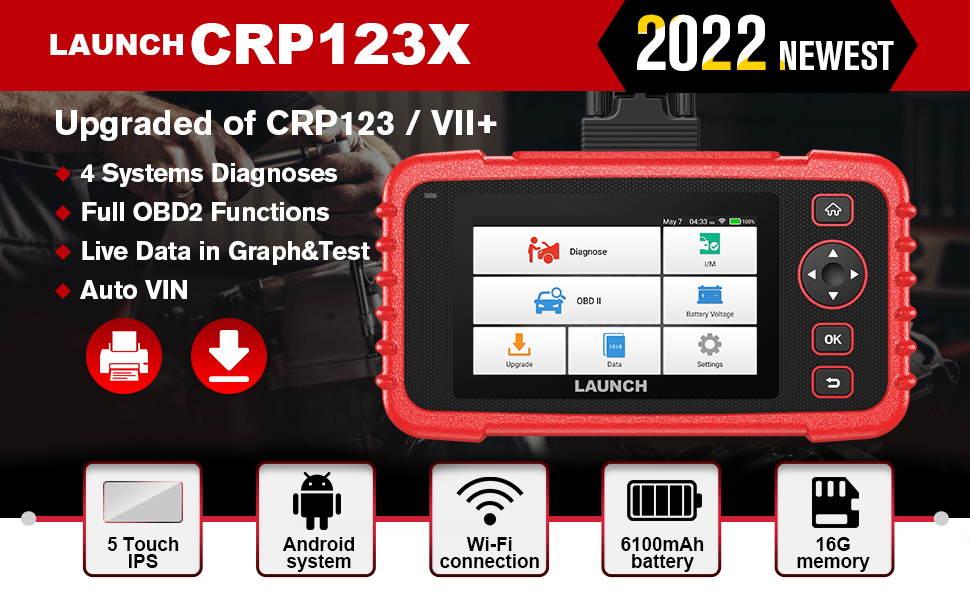 Launch CRP123X Code Reader for Engine Transmission ABS SRS –  launchx431online