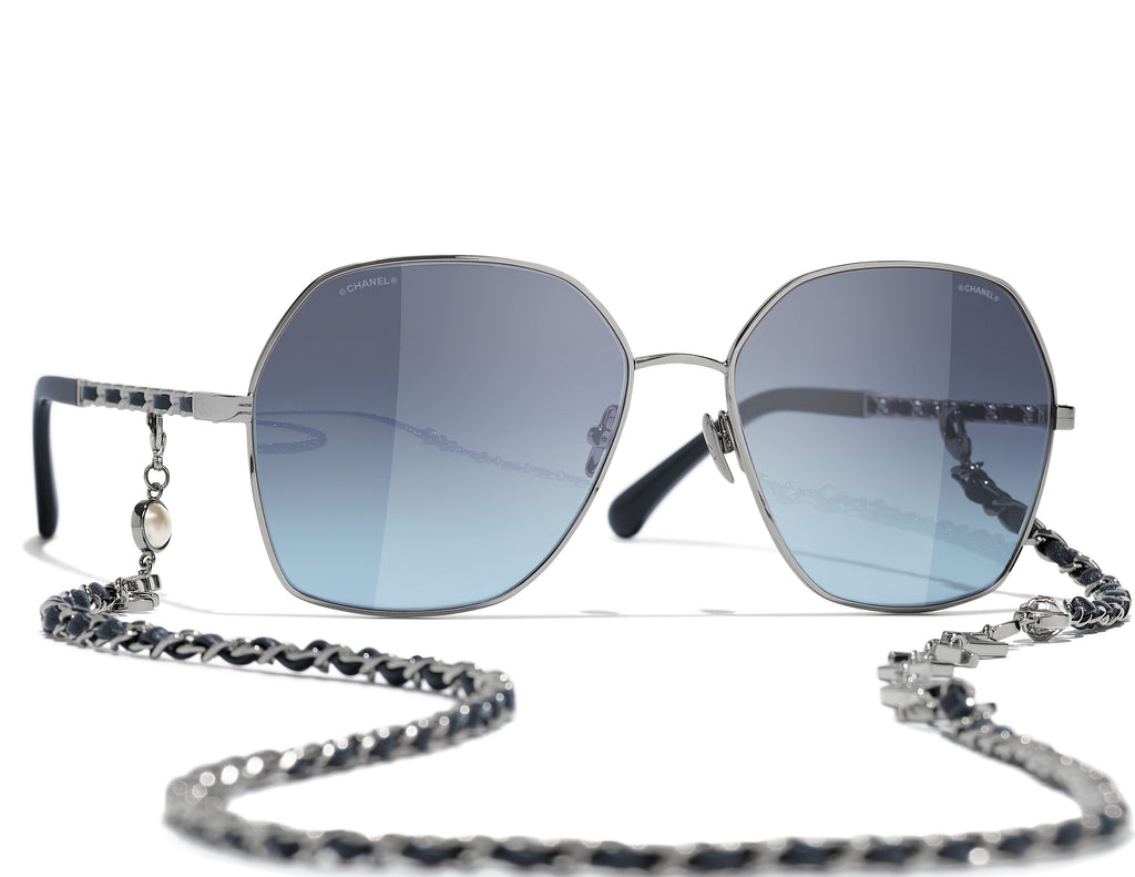 CHANEL 4275Q Square Metal & Calfskin Sunglasses | Maverick & Wolf