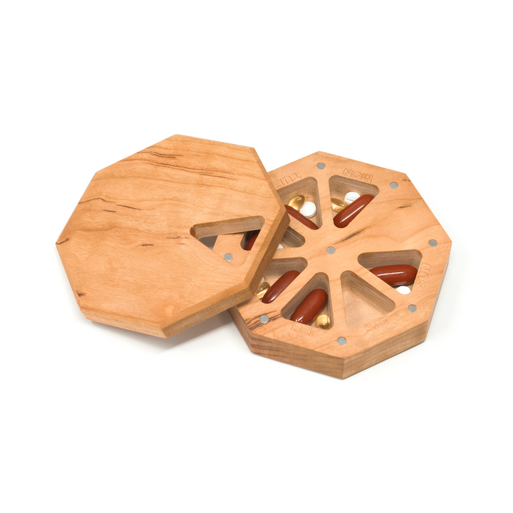Walnut wood super jumbo size - Weekly pillbox with 1 shot – boisbois