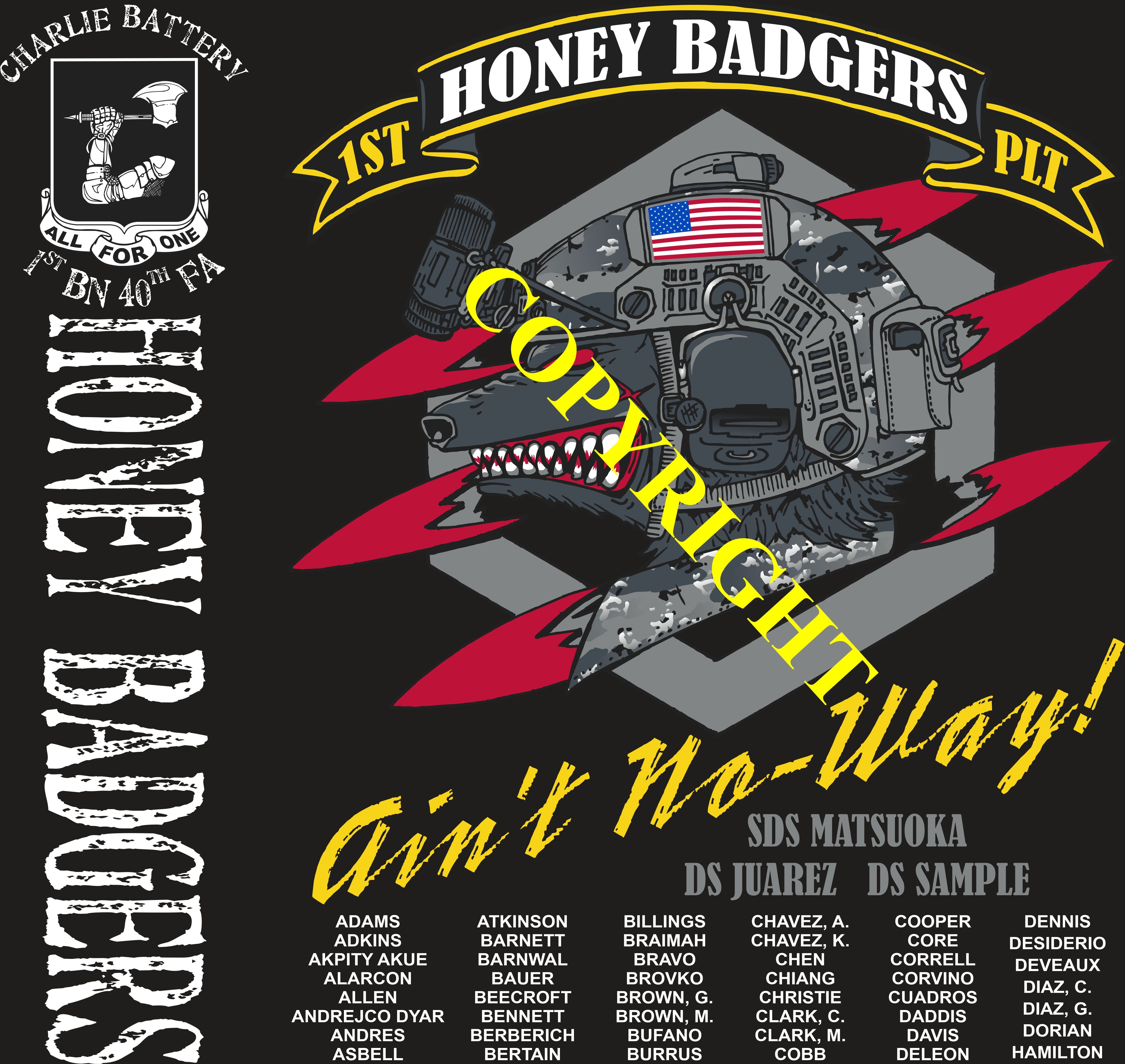 Platoon Items (2nd generation print) CHARLIE 1st 40th HONEY BADGERS 1st PLATOON SEPT 2023