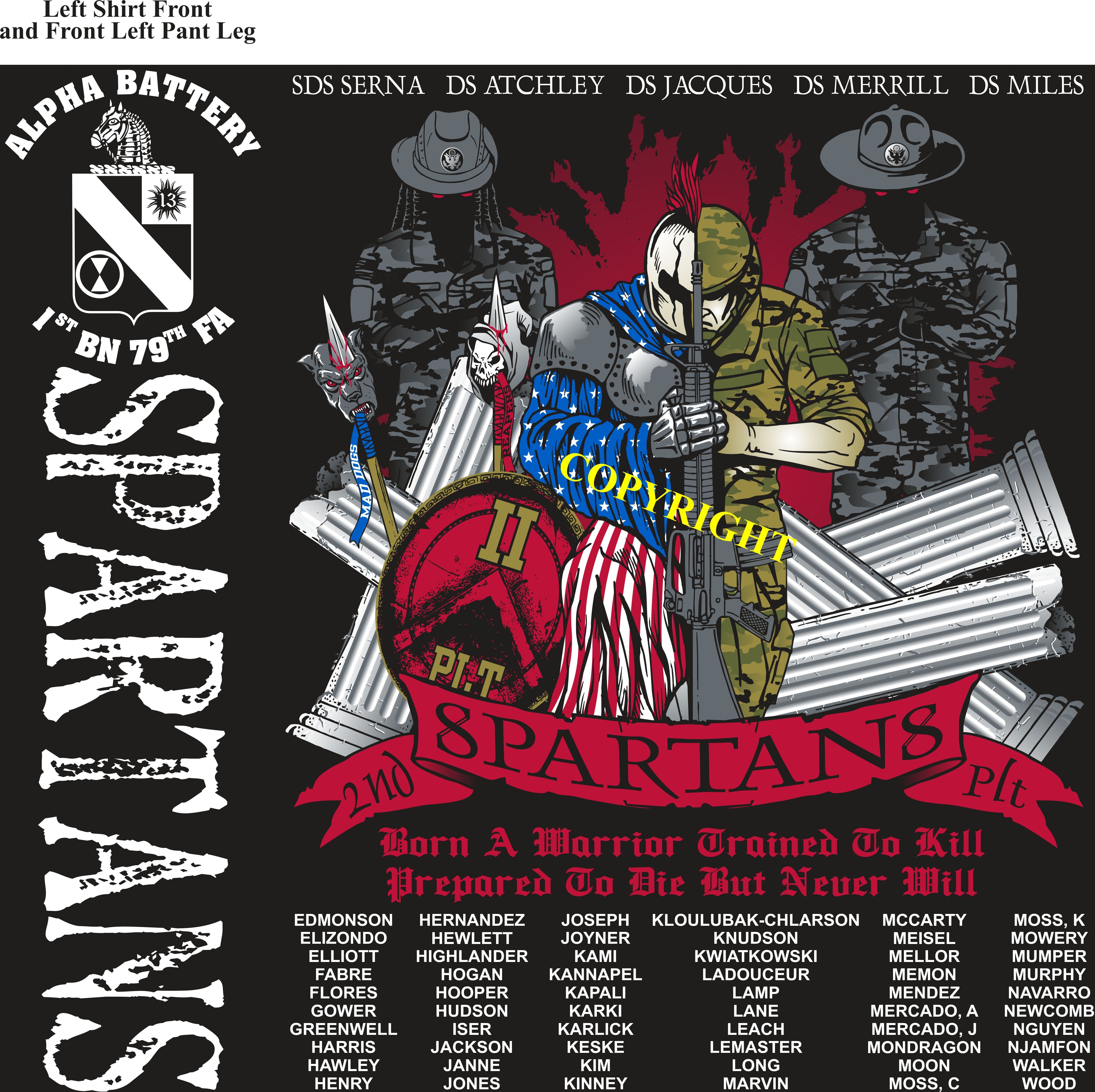 Platoon Shirts (2nd generation print) ALPHA 1st 79th SPARTANS NOV 2018
