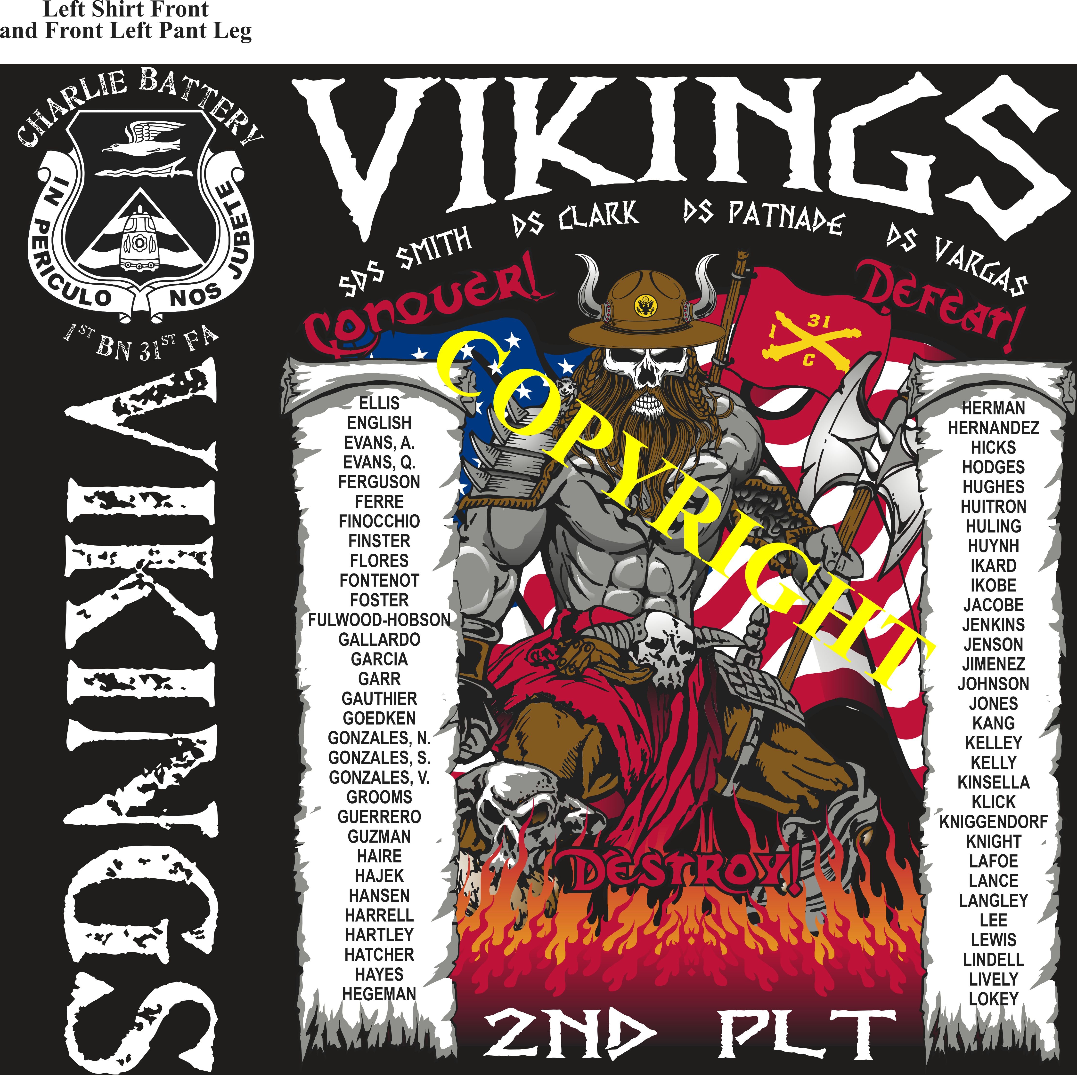 Platoon Shirts (2nd generation print) CHARLIE 1st 31st VIKINGS AUG 2021