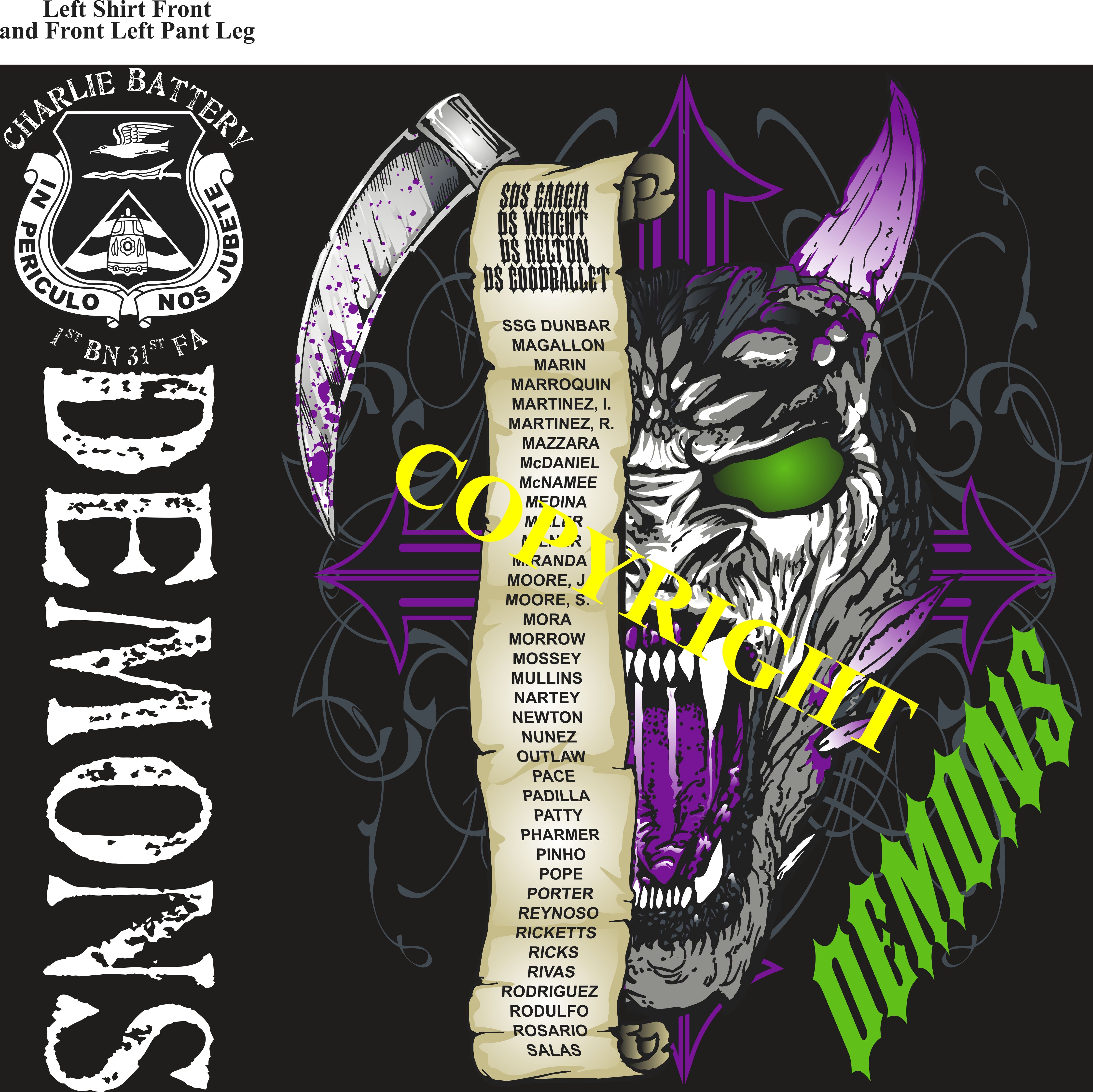 Platoon Shirts (2nd generation print) CHARLIE 1st 31st DEMONS MAR 2020