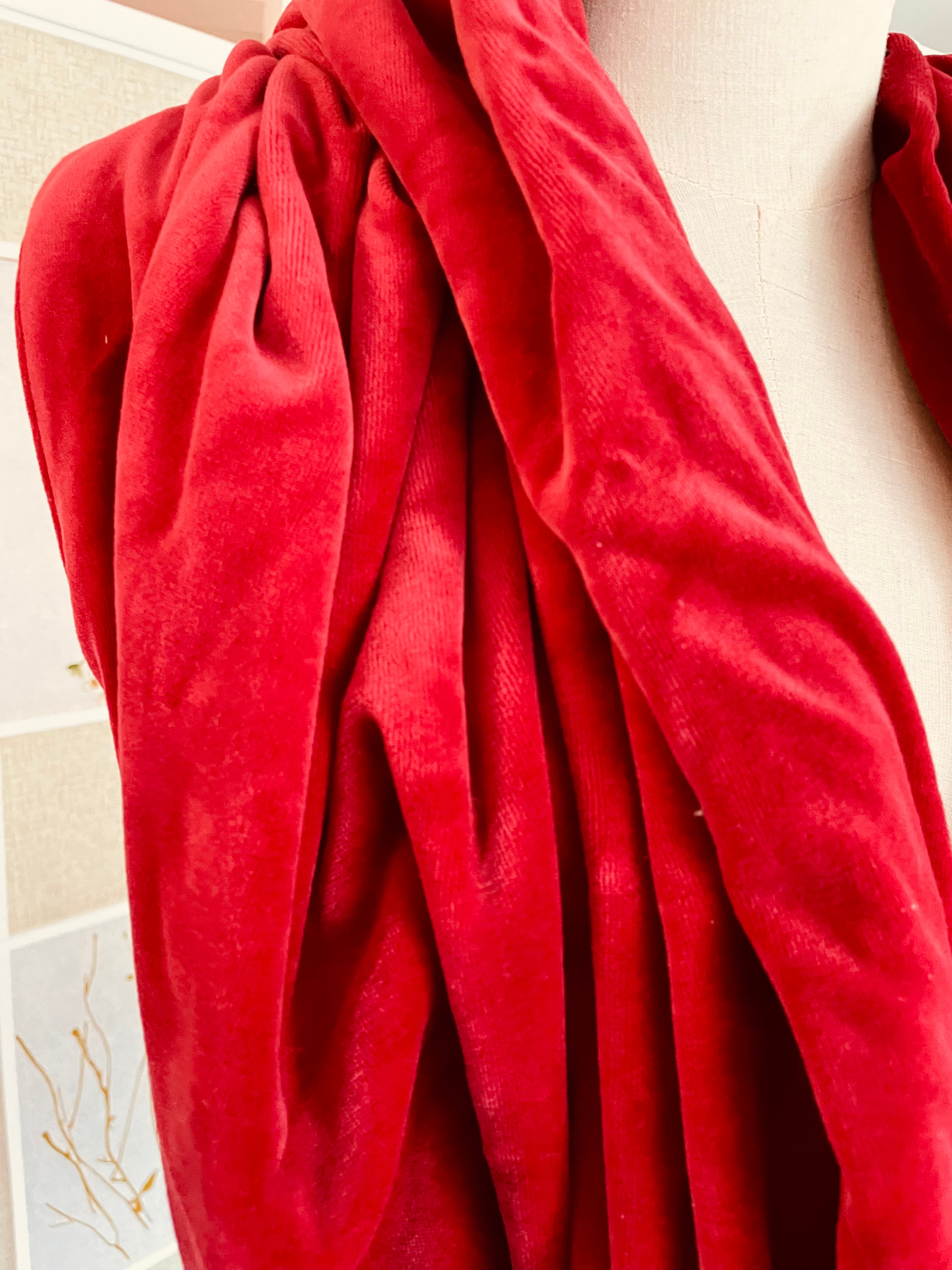 Thick Red Velvet Scarf Hoodie Wrap