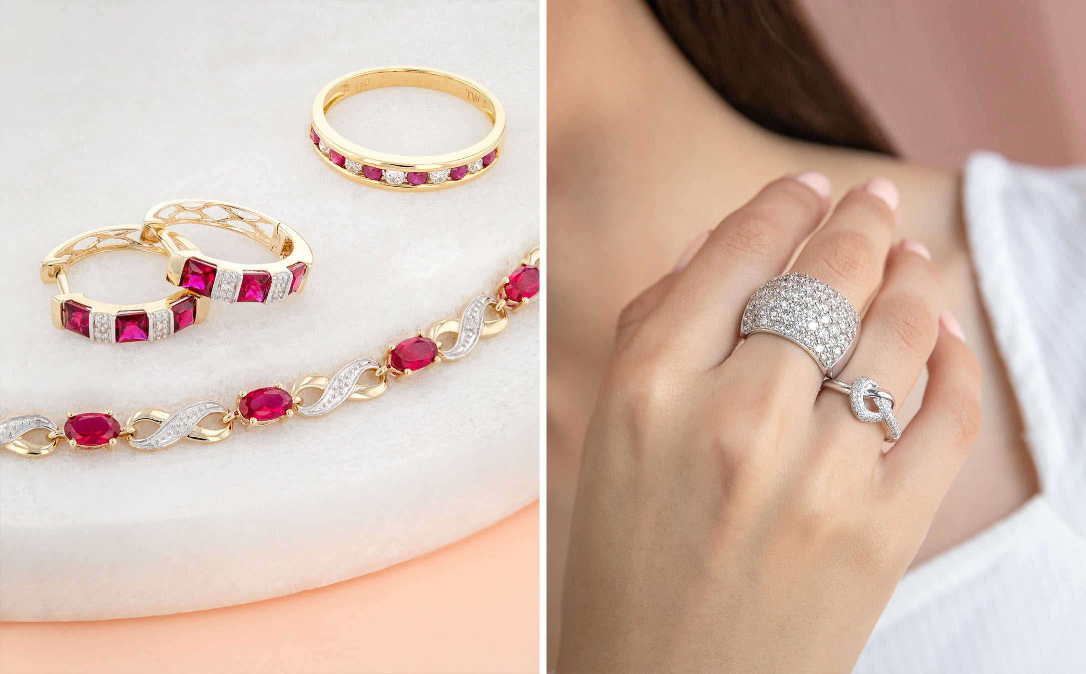 how to wear multiple diamond rings: wear different sizes