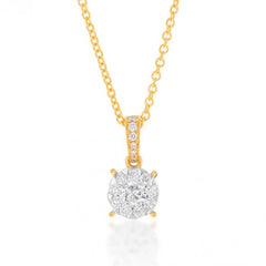 Memoire 18ct Yellow Gold 0.30 Carat Diamond Bale 4 Prong Pendant with Chain