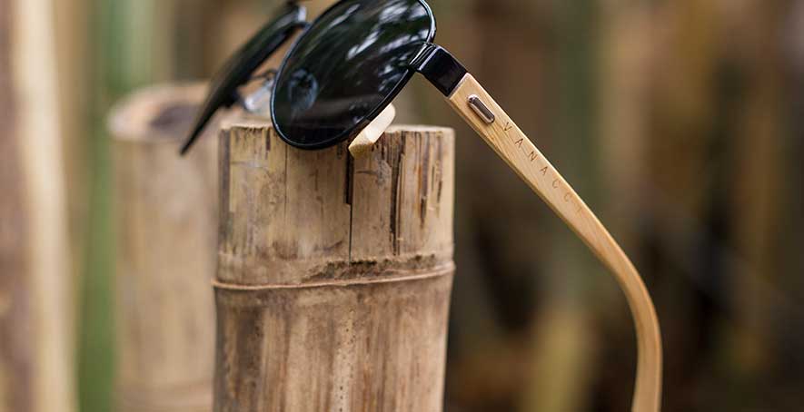 Vanacci Bamboo Aviator Sunglasses On Bamboo Post