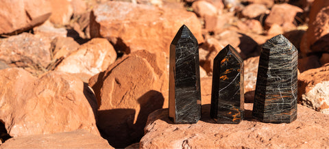 Black Tourmaline on Sedona Red Rock