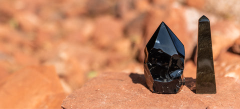 Obsidian Crystals on Sedona Red Rock