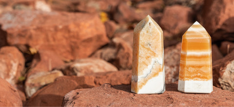orange calcite crystal points in sedona