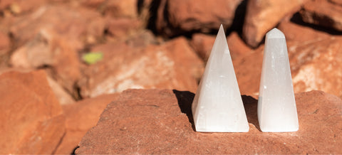 Selenite Crystals on Sedona Red Rock