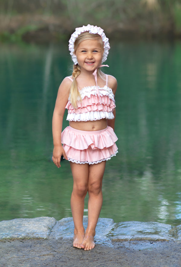 Eyelet Ruffle Swimsuit - Blush - Pearls and Piggytails