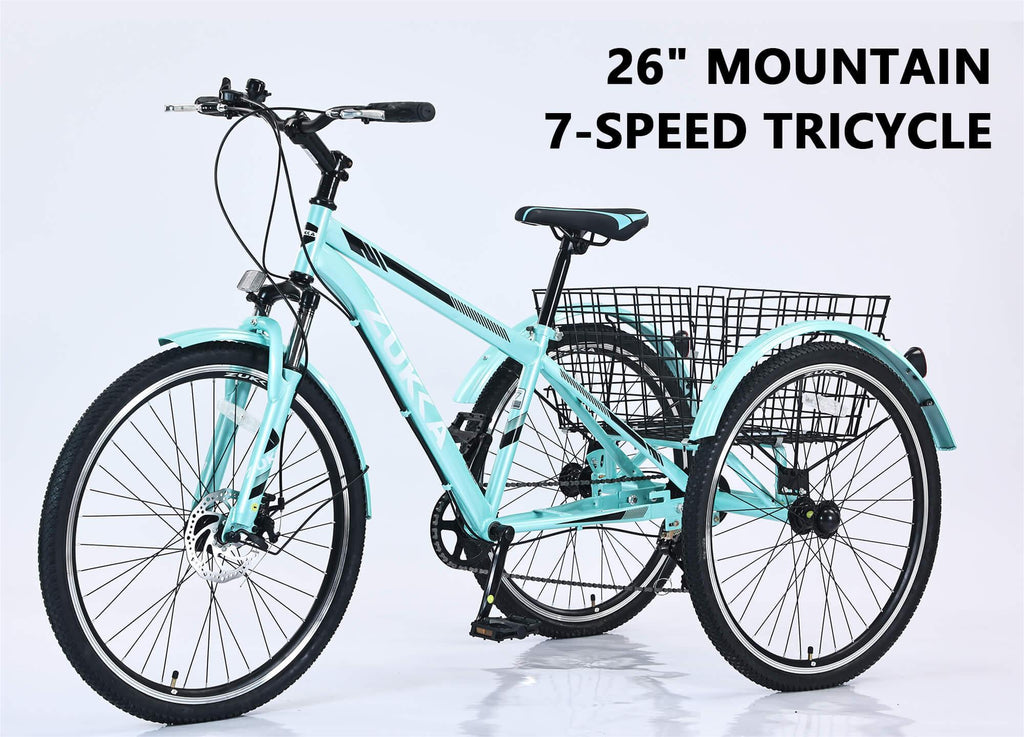 Hycline‘s 26x1.95 inch Adult Tricycle Bike,7-Speed Mountain Tricycle,26-Inch 3 Wheels