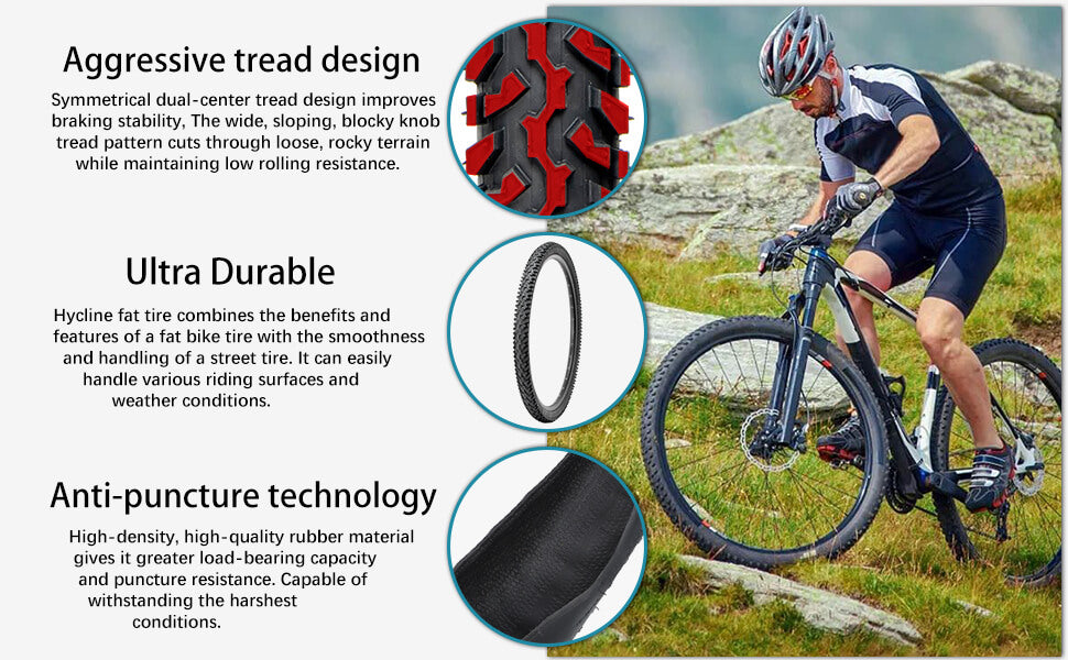 Hycline 2-pack Enduro Trail 26"×2.125" Mountain Bike Tire With Tube Set For Rugged Gravel & Mud