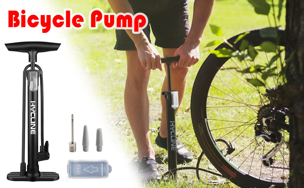 Hycline Bike Pump, Floor Bicycle Tire Pump, 150 PSI High Pressure Air Pumps with Presta and Schrader Valve