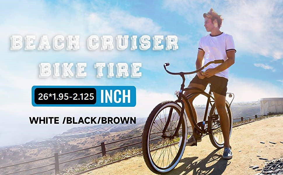 Hycline 2-pack of 26×2.125 inch beach cruiser MTB tires