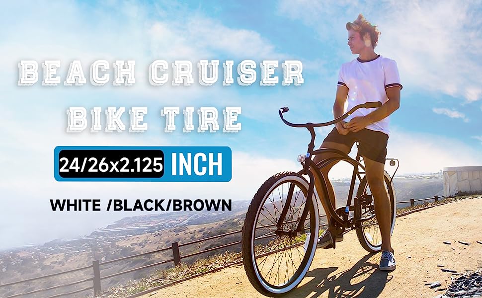 2 Pack Folding Beach Cruiser Bike Tires - 24“ / 26” ×2.125“