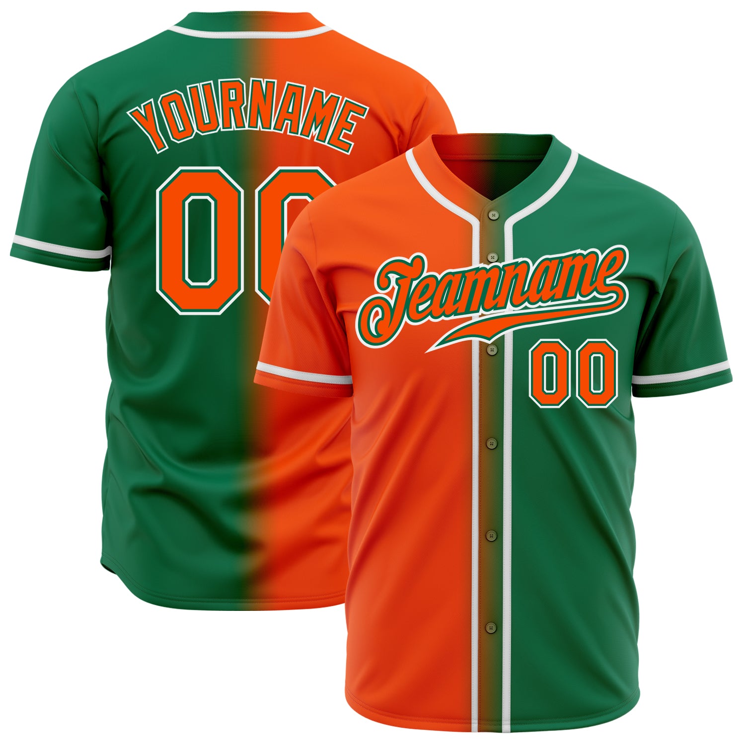 Custom Pinstripe Baseball Jersey Orange Kelly Green Kelly Green