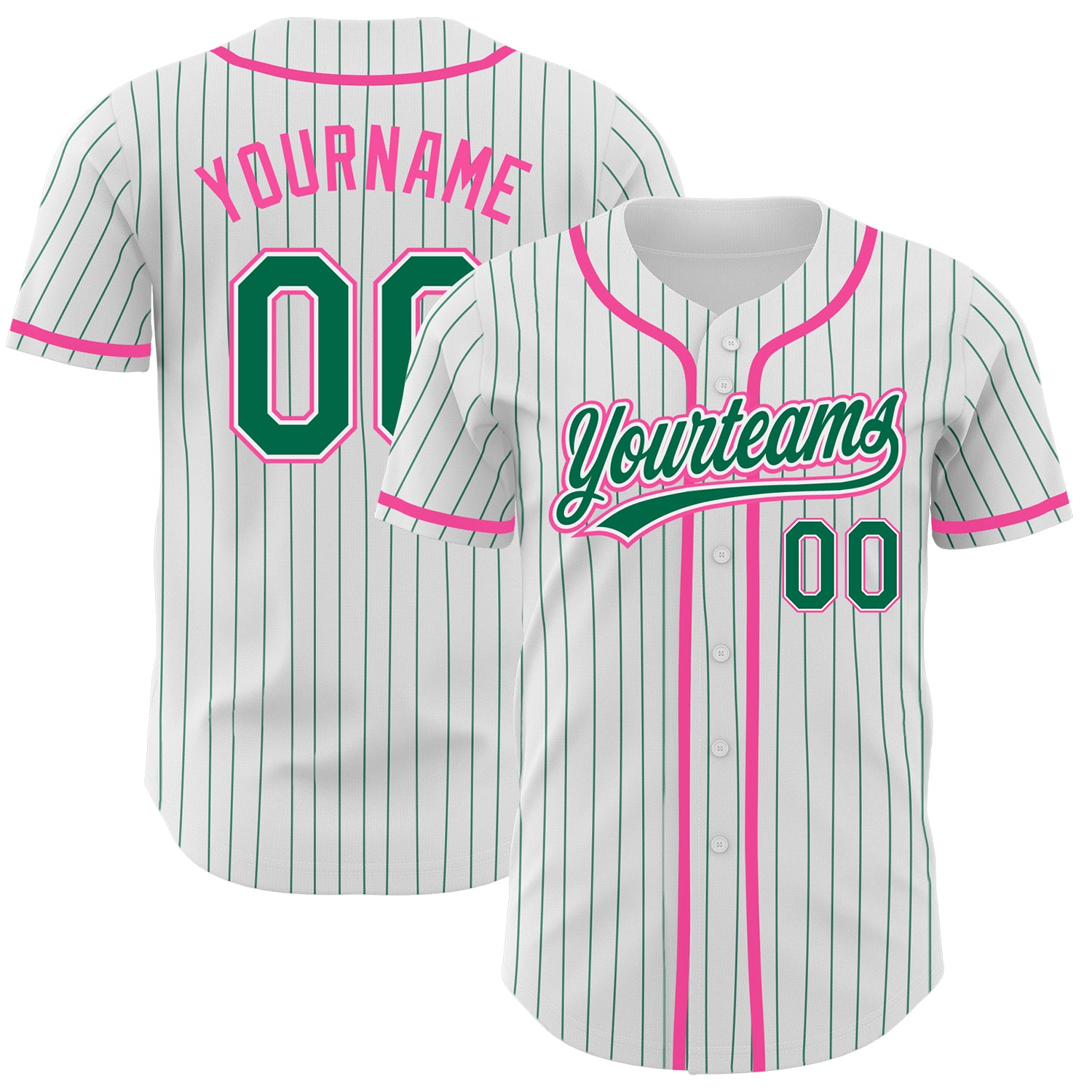 Custom Green White Pinstripe Kelly Green Baseball Jerseys For Men &  Women JN1253