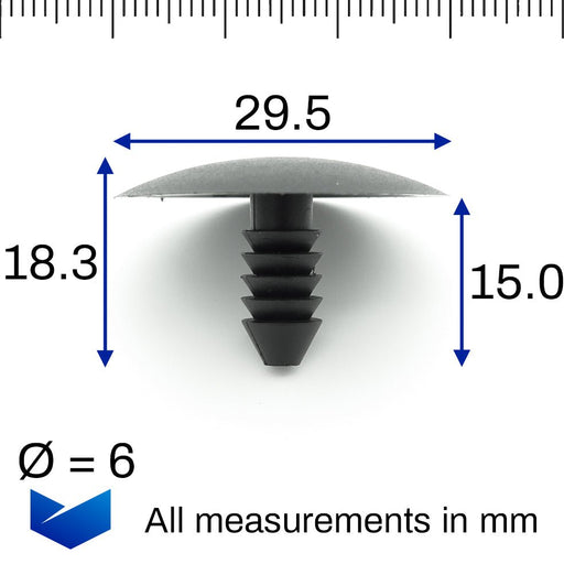 Kunststoff-Klammern für Tannenbaumverkleidungen – Schwarz, 7–8 mm Loch —  VehicleClips