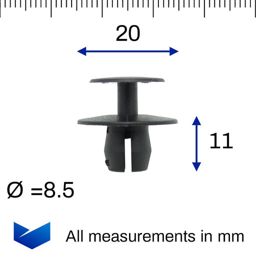 8mm Black Plastic Trim Clips- Citroen 7013J0, 8211VW — VehicleClips