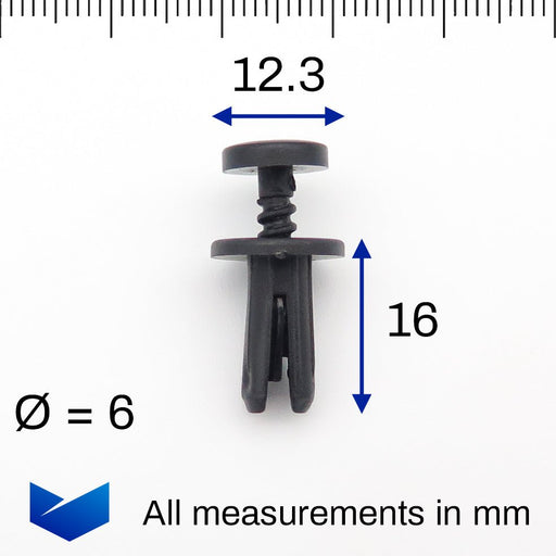 Rivet corby torx 6 mm moletee dimension Diamètre tête 6 mm Caractéristique  Diamètre axe 5 mm