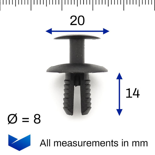 8mm Push Pin Plastic Expanding Trim Clip, Skoda N0385494 — VehicleClips