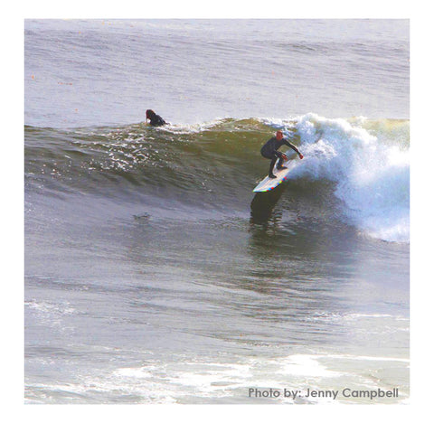 Photo by Jenny Campbell of David Dennis on a Bonobo Longboard in Santa Cruz, CA