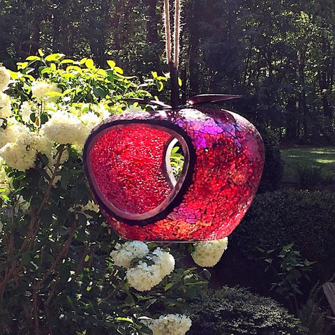 Moasic Glass Apple Bird Feeder