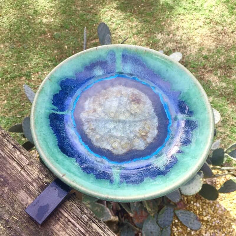 Pottery Deck-Mounted Bird Bath