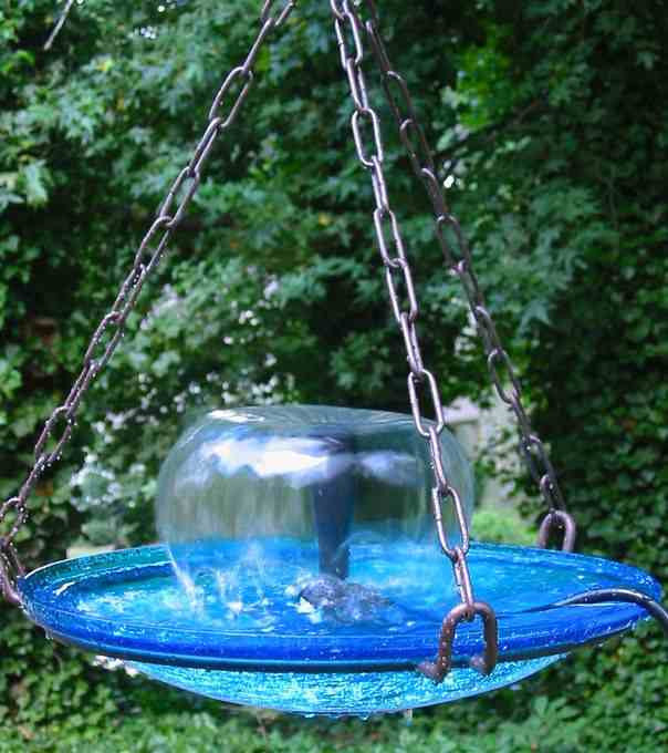 bird fountain bath hanging baths solar water glass bubbler fountains birds birdbath ceramic bowl diy garden misters thebirdhousechick features feature
