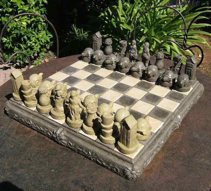 Garden Chess Set Stone Chess Game Unique Garden Gift The