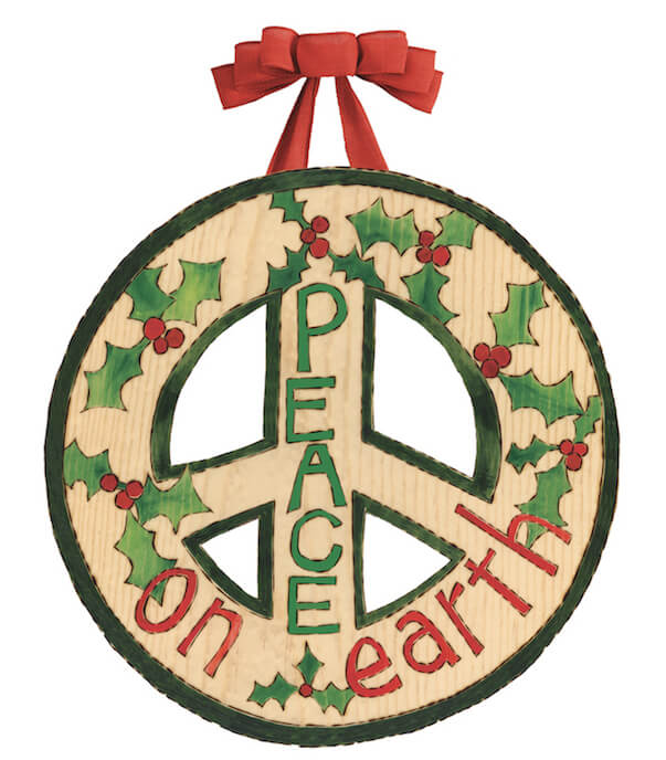 Peace On Earth Door Hanger Vinyl Holiday Wreath Decor Peace Sign Gift The Birdhouse Chick