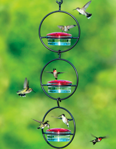Triple Orb Gkass Hummingbird Feeder