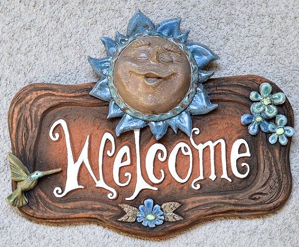 Unique Welcome Sign | Ceramic Sun Welcome Plaque | Unique ...