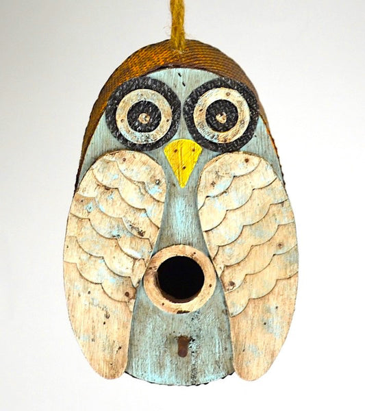 Distressed Owl Birdhouse | Whimsical Bird Houses | Fun Owl 