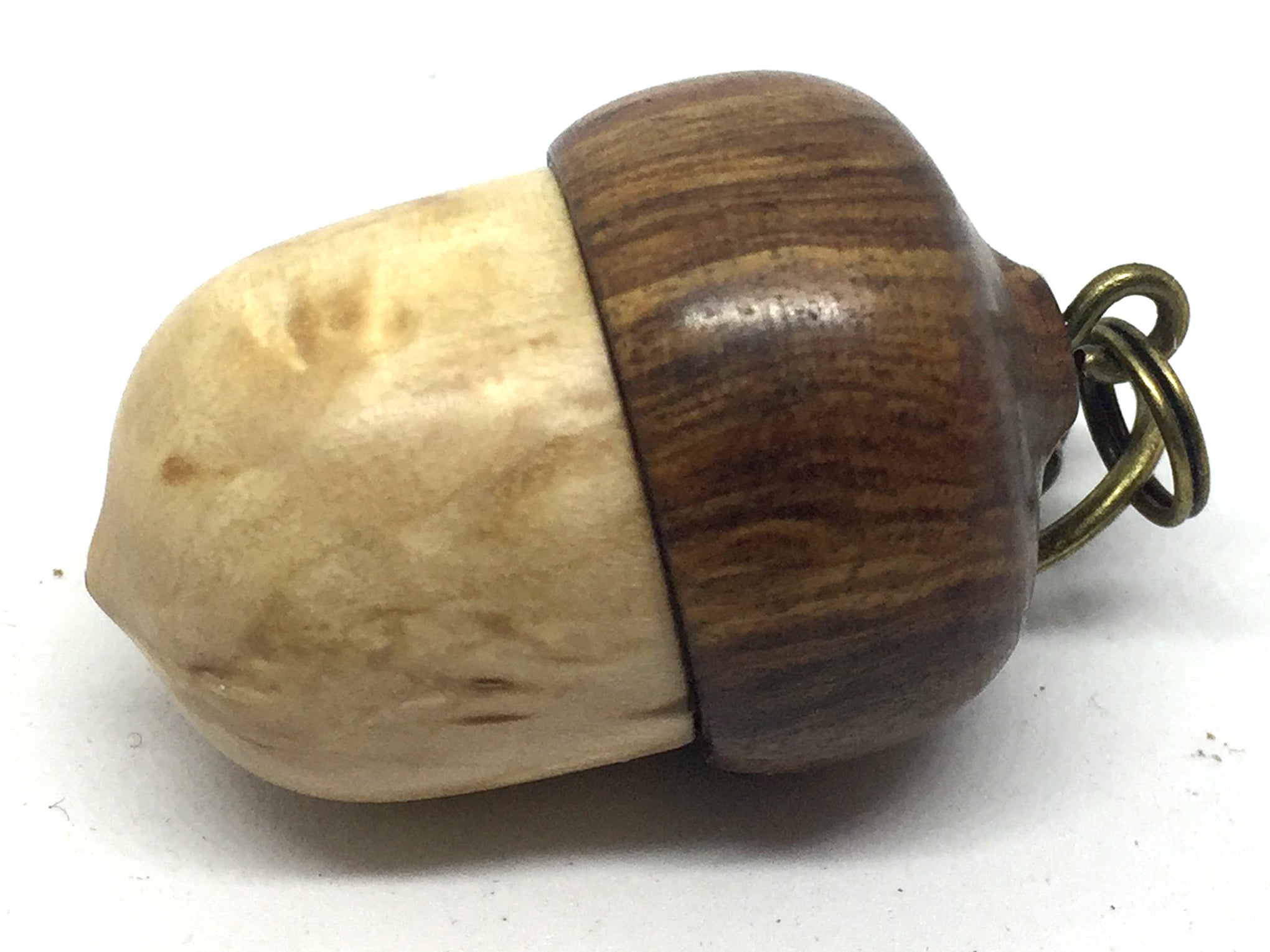 LV-4609 Masur Birch  and Tamboti Acorn Key Fob, Pill Holder, Compartment Pendant-SCREW CAP