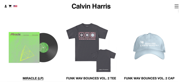 An image of Calvin Harris merch on a white backgound.