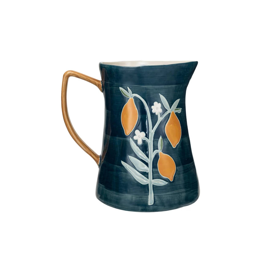 3 Qt Pitcher w/Flowers & Lemon