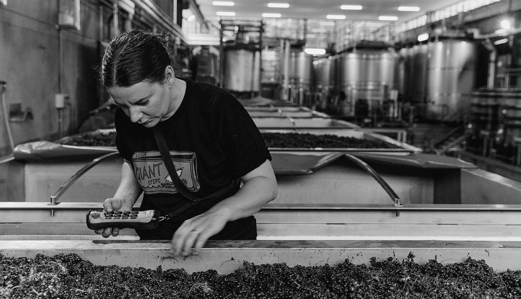 Winemaker Melanie Chester at work in the Giant Steps winery