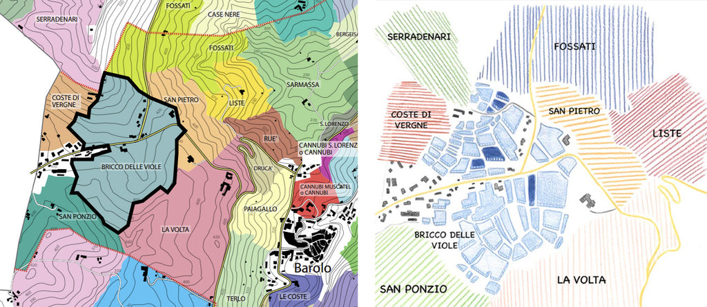 Bricco delle Viole cru in Barolo and the four vineyards of Viberti Giovanni