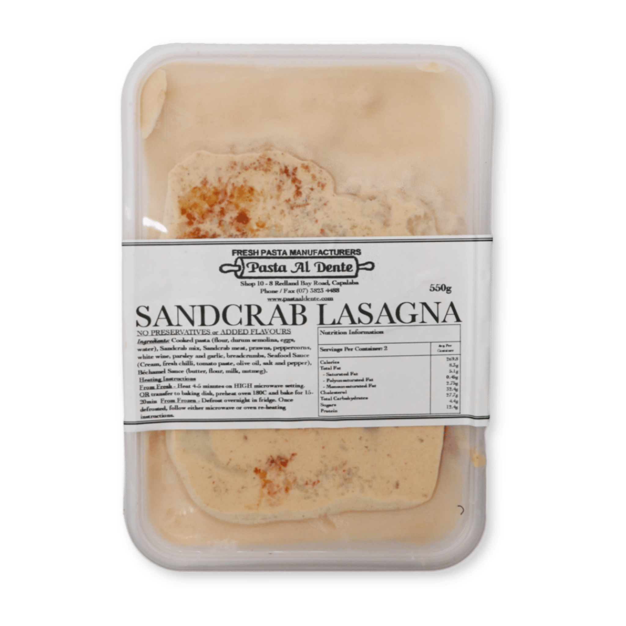 Sand Crab Lasagne 550g (Pasta Al Dente) – Butcher Baker Grocer