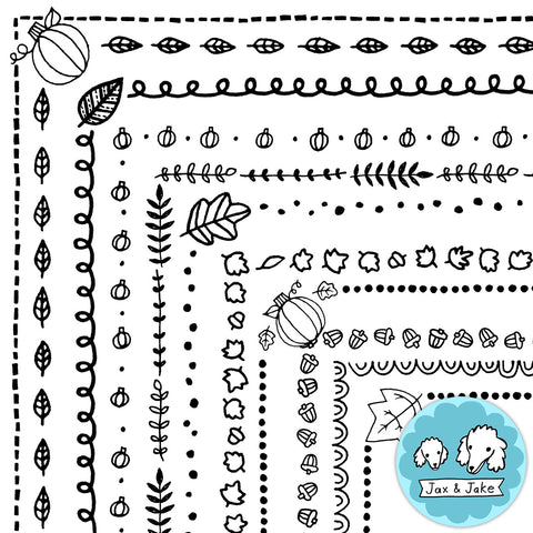 Fall Skinny Clipart Borders Black and White